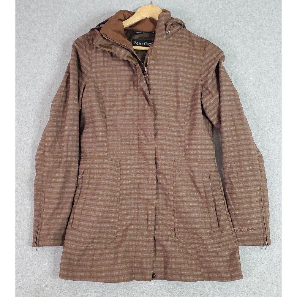 Marmot Jacket Womens Small Brown MemBrain Hooded Long Insulated Ski Winter Coat